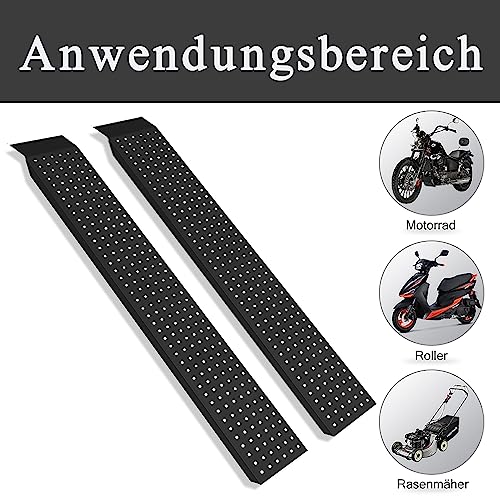 ACXIN 2 Stück Auffahrrampe, Antirutsch Verladerampe Laderampen für Motorrad ATV Quad PKW Auto, Max 400 kg Laderampe aus Verzinkter Stahl, 135 x 23 cm (Schwarz)