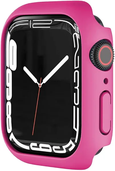 SOLOLUP Compatible Apple Watch Case, 45mm Hard PC Case Frame Anti-scratch Bumper Protective Cover for Series 8 & 7, Rose Red