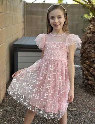 Arshiner Little Girl Dresses Contrast Mesh Ruffle Sleeve Birthday Holiday Princess Toddler Tulle Dress for 2-7 Years Old2