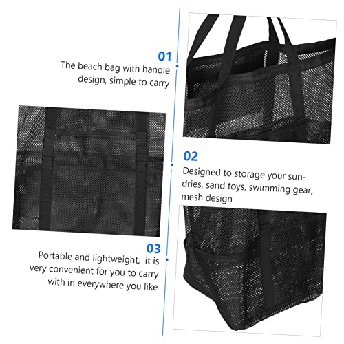 Homoyoyo Large Mesh Beach Bag with Zipper Pocket Stylish Swim Tote for Women for Gym and Outdoor Activities for Storing Swim Gear and Sand Toys3