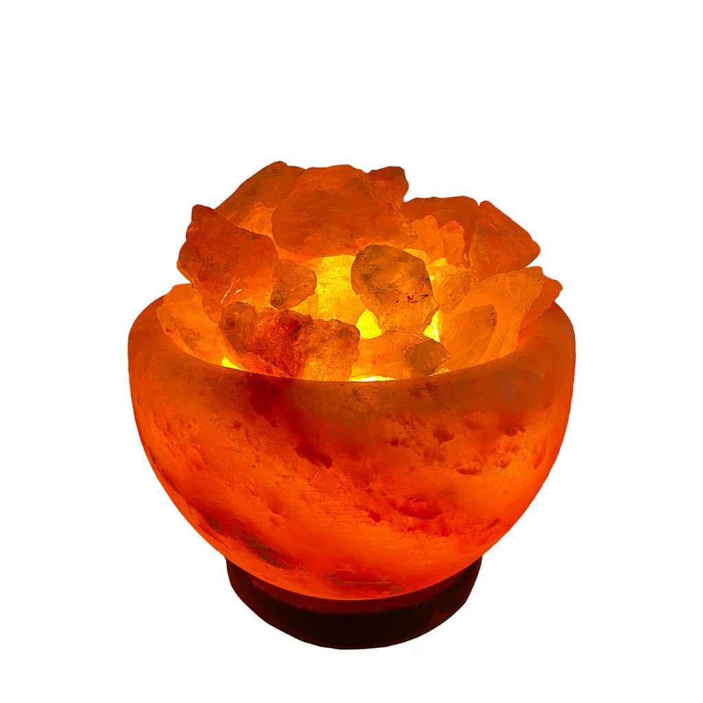 Bol à sel avec morceaux de sel Ø 18 cm - lampe pour maison ou sauna - bol feu