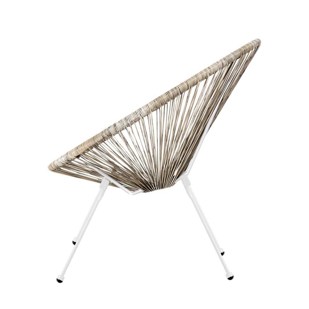 LOLAhome Pack 2 Sillones de jardín Acapulco Color Natural| Cuerdas de Rattan PE y Acero Blanco| 72x77x84 cm | con Topes de Goma, Resistente hasta 120kg | para Interior y Exterior | Acapulco