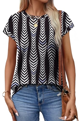 Image of Alaroo Womens Summer Tops Short Sleeve Shirts Crew Neck Cute Trendy Tunic Blouses (S-3XL)