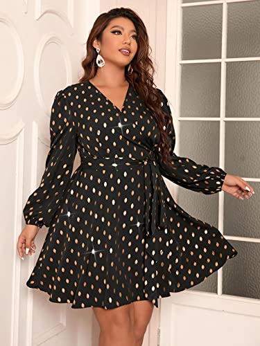 Image of RED DOT BOUTIQUE 836 - Chiffon Long Sleeves Wrapped V Neck Long Waist Ties Club Solid Black Dress Plus Size