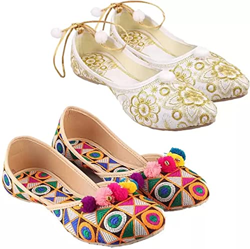 MANVI CREATION Latest Flats Jutie Sandal for Womens and Girls Stylish Pack Of 2 (numeric_6)