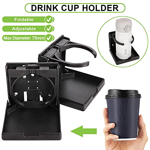 Spurtar 2Pcs Adjustable Folding Drink Holder Fit Most Size Mugs Bottle Wall Cup Holder Car Water Bottle Holder For Trucks, Rvs, Vans, Boats, Campers, Caravans -Black #TOP4