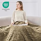 BEDELITE Kuscheldecke Flauschig Decke Klein - weiche Flanell Decken Braun 125x150 für Sofa, Deko Streifen Cord Fleecedecke als Sofaüberwurf für Wohnzimmer, Throw Blanket Wide Use