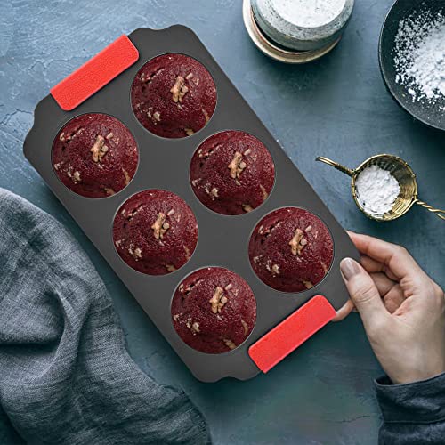 Zuvo Non-Stick 6-Cup Muffin Pan with Silicone Handles - Dishwasher Safe - Image 5