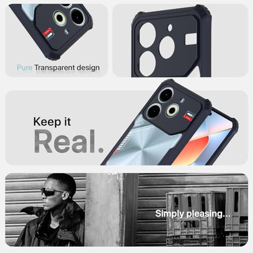 Image of Pikkme Crystal Clear Transparent Back | Ultra Hyrbid | Full Camera Protection | Raised Edge | Bumper Back Case for Tecno Pova 6 Neo (Blue)