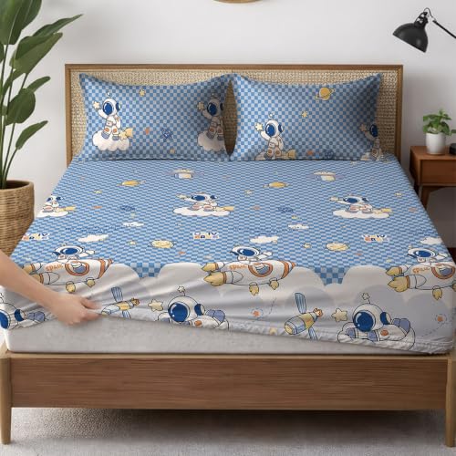 Image of Weave & Decor Cartoon Bedsheet for King Size Bed 78x78x8 Inches, Super King Size, with 2 Pillow Covers 20x30