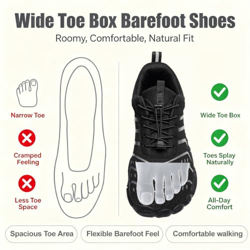 Image of Hike Barefoot Shoes for Women Men Breathable & Non-Slip Athletic Footwear Wide Toe Water Shoes,Designed for Walking,Running&Swimming