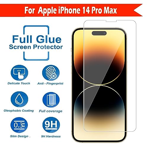 Image of Tempered Glass Screen Protector Compatible for Apple iPhone 14 Pro Max with Full Screen Coverage; Except Edges and Easy Installation Kit(Transparent), Pack of 1