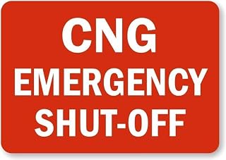 Warning Sign Fire and Emergency Cng Emergency Shut Off, Metal Sign, Suitable for Gas Stations Marking Shut-Off Points 12x8 Inch