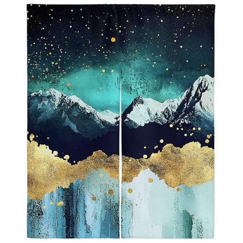 Lalirulero のれん 遮光 幅85x丈150cm おしゃれ 暖簾カーテン 間仕切り 仕切り 防寒 防音 目隠し 厚手 和風 出入り口 グッズ 寝室 玄関 キッチ リビング 春夏秋冬 テクスチャ 風景 山 ゴールデン ピーク