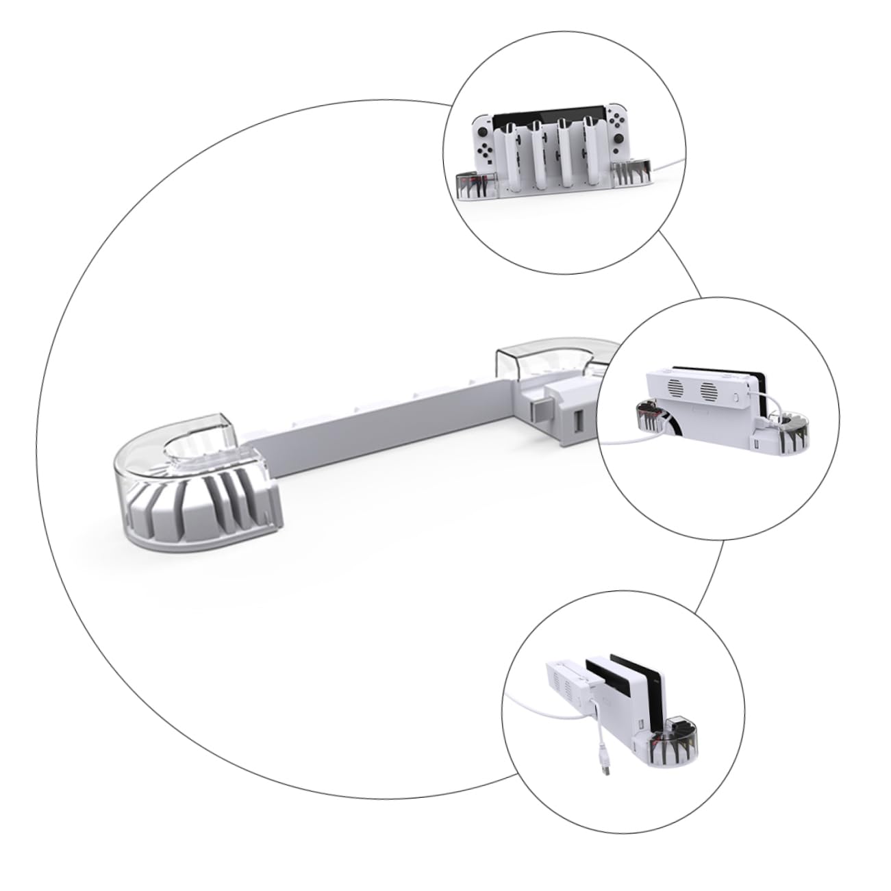 SOLUSTRE 1 set Dock Raffreddamento e Caricatore per Switch Oled Base con Silenziosa Caricatore per Gamepad Schede per Dissipazione Calore e Console