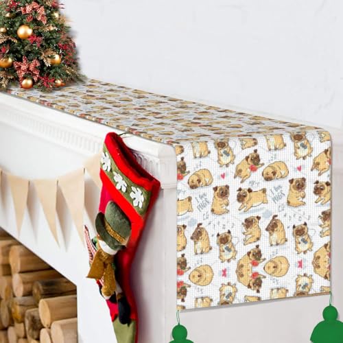 Chemin de table chien rigolo nappe de table basse style ferme
