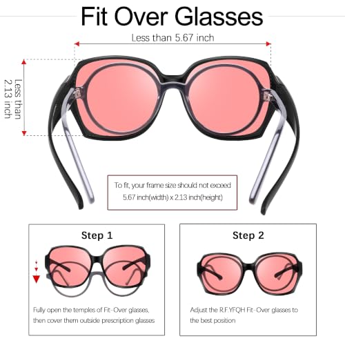 Image of Fluorescent-41 Rose Tinted Fit Over Blue Light Blocking Glasses for Migraine, Light Sensitivity, Photophobia JF7202