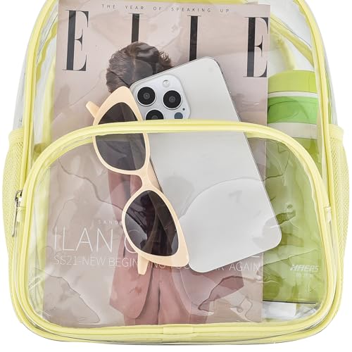 Image of Busiuw Clear Backpack for Stadium Events 12x12x6 with Front Pocket for Concert Sport Fashion Women Backpack Events Work Travel (Yolk Yellow)