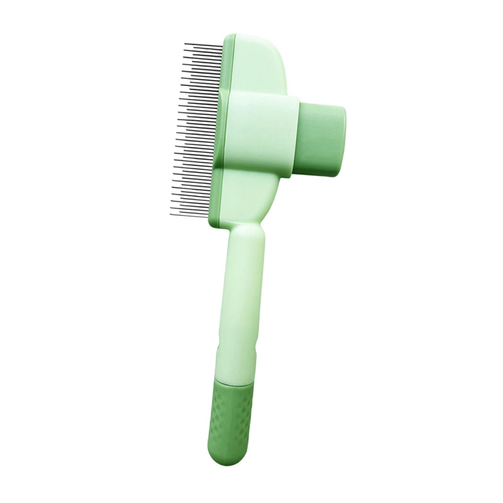 Peine removedor de pelo y cepillo para deslanar mascotas autolimpiante color verde