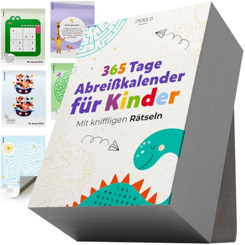 Abreißkalender 2026 Kinder – Kindgerechter Abreißkalender mit 365 Geschichten, Sprüchen, Rechen- & Schreibübungen, Spielen, Quizfragen & mehr – Tagesabreißkalender 2026 Kinder