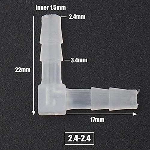 5pcs 4~20mm Food Grade PP Equal Elbow Connectors Aquarium Fish Tank Hose Joint Garden Water Connector Air Hose Connector(2.4-2.4 Elbow,50pcs)