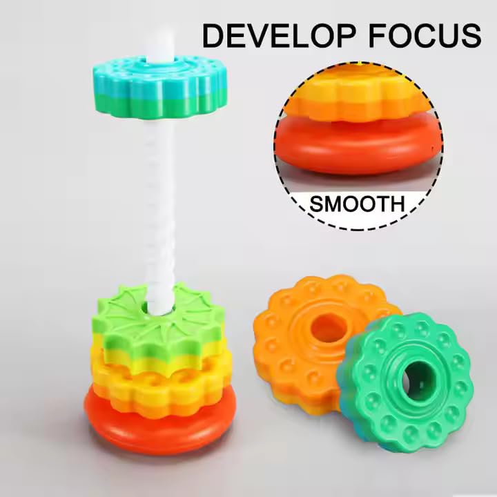 Baby Spin Stack Toy,Premium Stacking Toy for Kids,Baby Spinning Toy,Stacking Toy for Babies and Toddlers,Educational Toddler Learning Toys,Autism Spin Stack Toys,Rainbow Spinning Wheel Toys 3