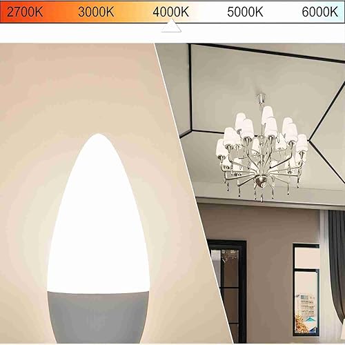 Miniatura 2 de hansang 8 Pack E12 Candelabra LED Light Bulbs 4000K Natural Daylight, Small Base Type B Light Bulb for Chandelier, 6W 60Watt Equivalent, B11 Ceiling