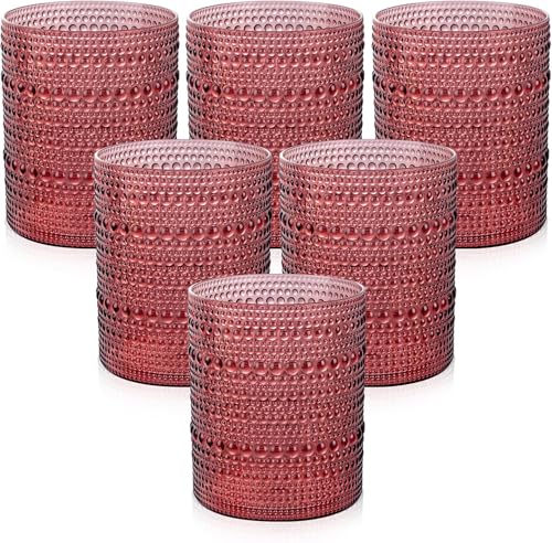 Joyido burgundy hobnail drinking glasses, original product listing image