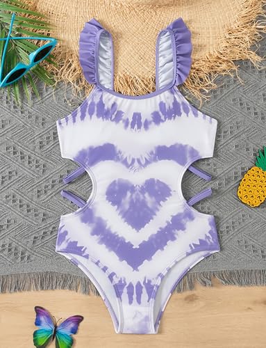 SEAUR Girl One Piece Cut Out Swimsuit Printed Sleeveless Bathing Suits Cute Swimwear3