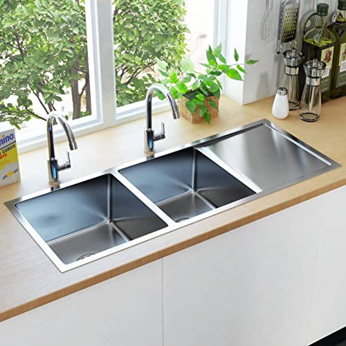 Snsowed Fregadero de Cocina Hecho a Mano con colador Acero Inoxidable, Mueble Pila Lavadero, Pila Fregadero Cocina, Fregadero sobre Encimera, Fregadero Baño Encimera, Picas De Cocina