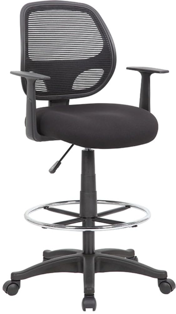 Boss Office Products Commercial Grade Mesh Stool with T-Arms, Black