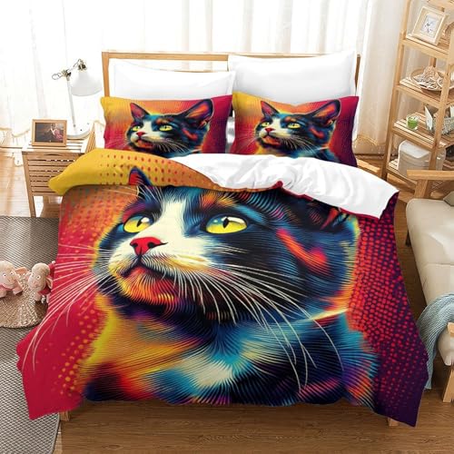 Housse de couette chat hypoallergénique contre allergies lit enfant - 3