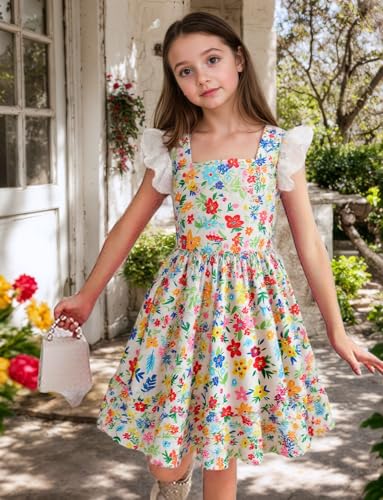 Little Girl A-Line Dress Summer Hollow Out Lace Sleeve Party Sundress Kids Casual Ruffle Hem Outfit Clothes 18Month-8Years4
