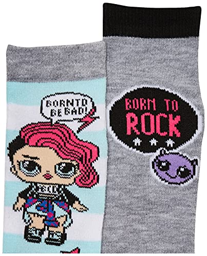 L.O.L. Surprise! girls Lol Surprise! 2 Pack Knee High Socks, Grey Stripe, Shoe Size 3-8 US3
