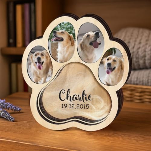 Caja de sombra conmemorativa con diseño de huella para guardar recuerdos de tu mascota 8
