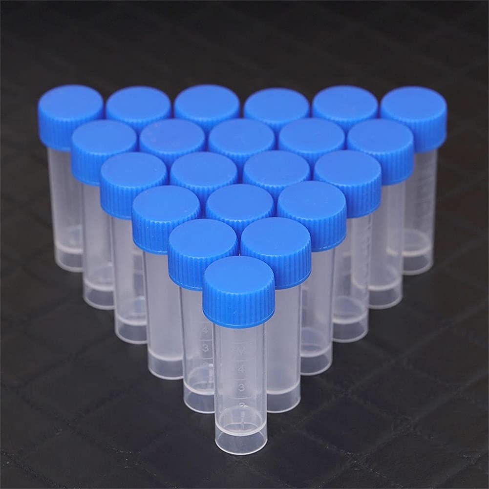 Chillers Provette in plastica Trasparente con Tappo a Vite Blu, 5ml provetta in plastica Trasparente provetta da centrifuga provetta provetta barattoli di spezie (Size : 300pc)