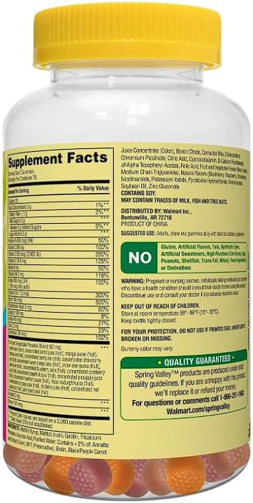 Miniatura 3 de Spring Valley Zero Sugar - Gomitas múltiples para mujer, 150 unidades, paquete 01 + calcomanías de seguimiento de suplementos diarios