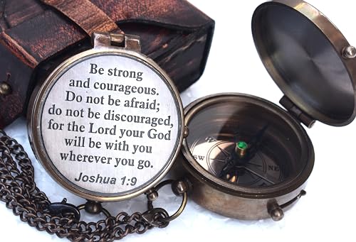 MARY NAUTICAL- Brass Compass Be Strong and Courageous.Joshua 1:9