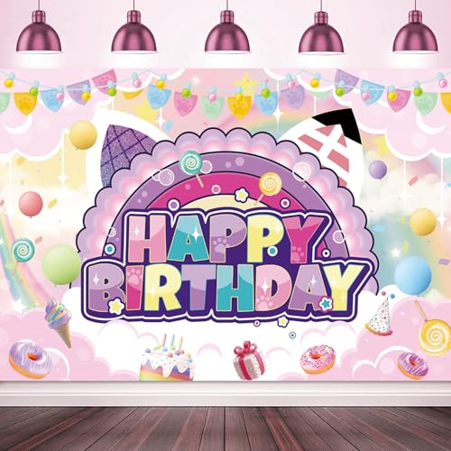 Party Decorations Backdrop 5x3Ft Cute Cat Theme Happy Birthday Pa...