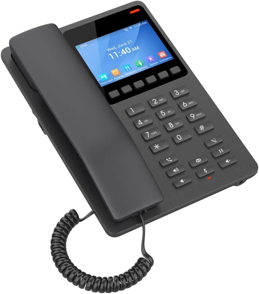 Grandstream GHP631W Hotel IP Phone | 2 Lines, 2 SIP Accounts | 3.5-Inch Color Display | Wi-Fi 6 | Black