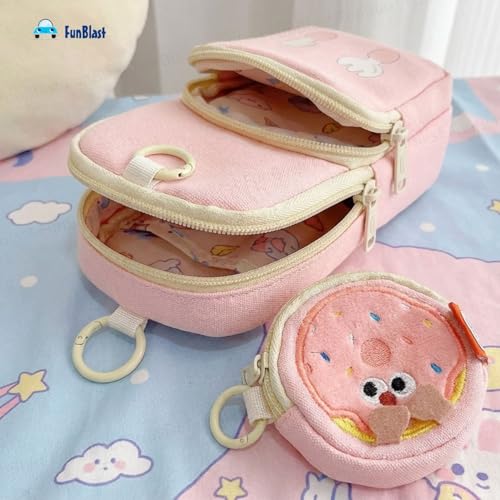 Image of FunBlast Pencil Pouch for Kids, Girls - Large Capacity Multipurpose Stationery Zipper Pouch with Coin Pouch for Kids & Adults, Kawaii Aesthetic Pencil Case Organizer, Cute School Supply Bag (Pink)