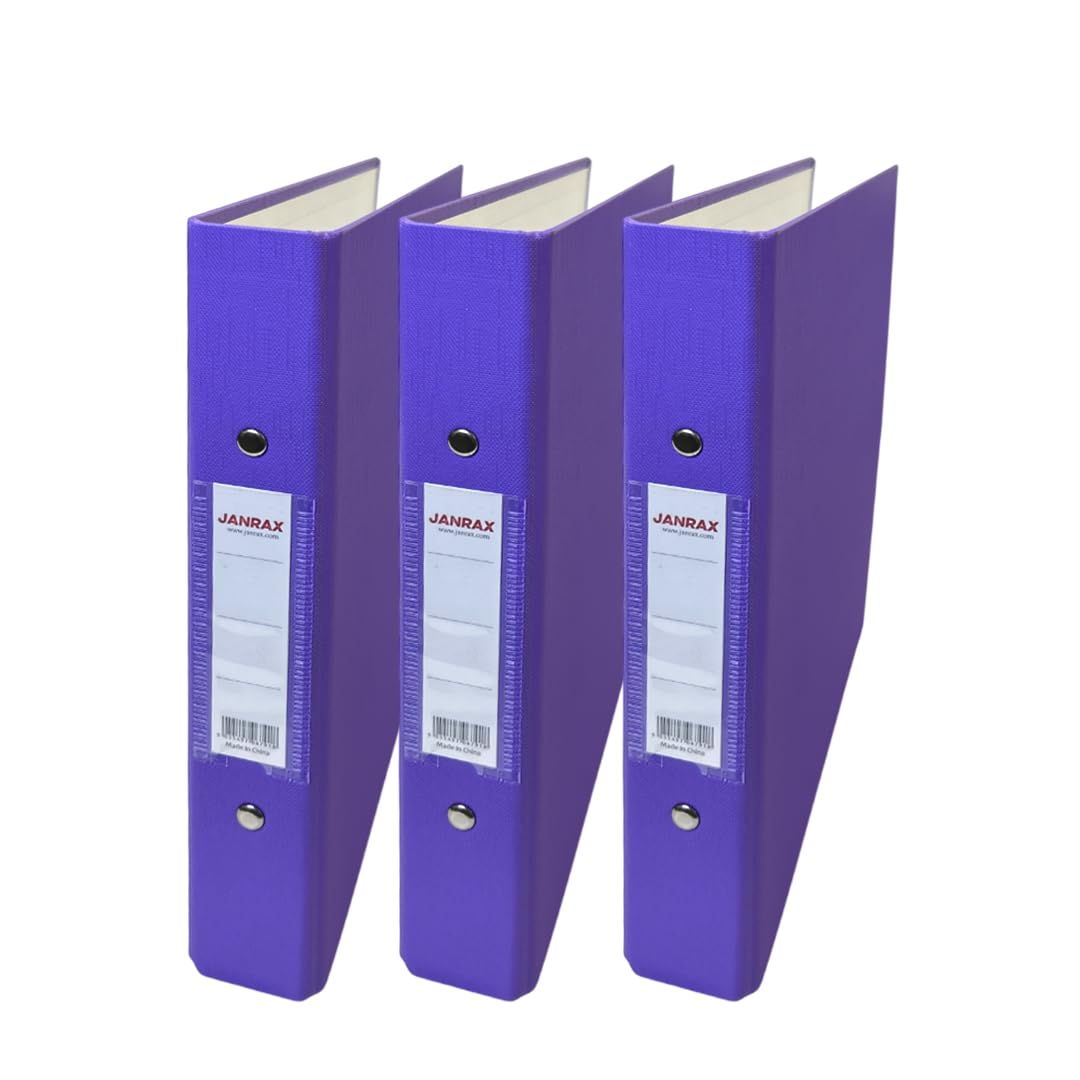 Pack of 3 A5 Small Purple Paper Over Board Ring Binders by Janrax