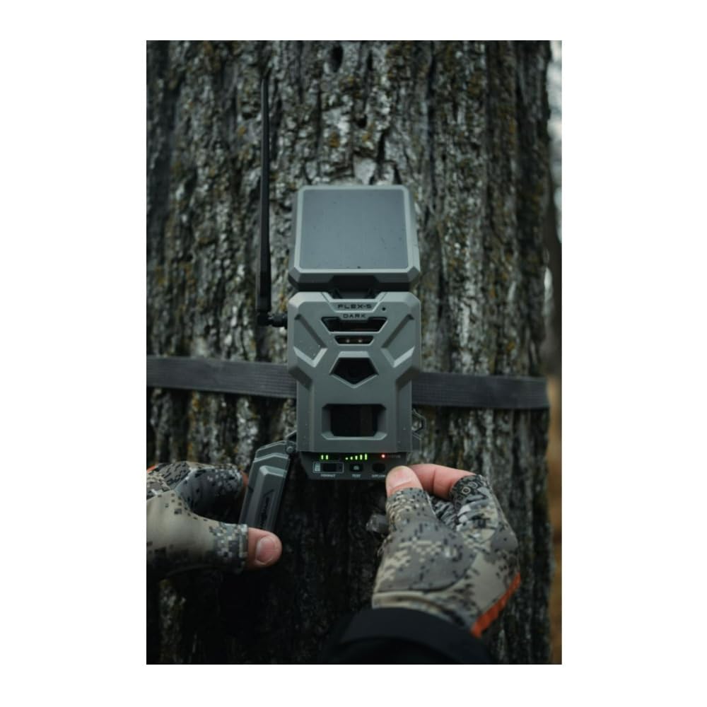 SPYPOINT Flex-S-Dark Solar Cellular Trail Camera – Built-in Solar Panel, 40MP Photos, 1080p Videos + Sound, No-Glow Game Camera, Night Vision, Motion Activated Trail Cam