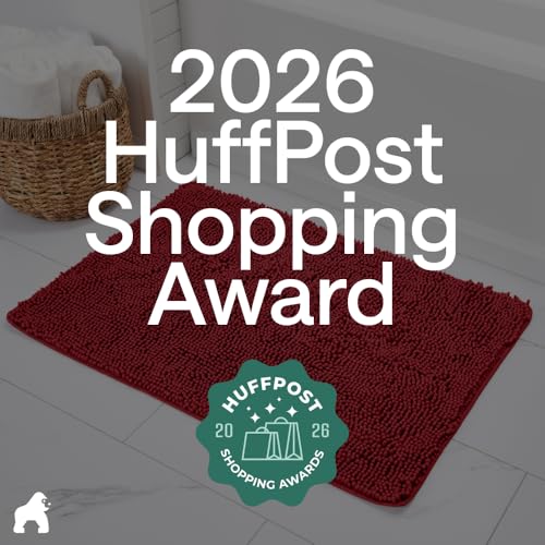 Image of Gorilla Grip Luxury Chenille Bathroom Rug Mat, 60x24, Extra Soft and Absorbent Shaggy Rugs, Machine Wash Dry, Perfect Plush Carpet Mats for Tub, Shower, and Bath Room, Red