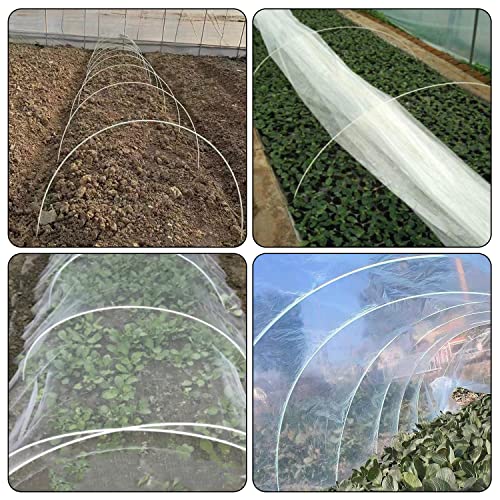 Gewächshaus-Hoops 30 Stück 43 cm Abnehmbaren Gewächshaus-Ringe für Pflanzenabdeckung Folientunnel Gewächshausreifen bögen Kunststoff Glasfaser Pflanztunnel for Gartenstoff Gartenpfähle (6mm) Weiß