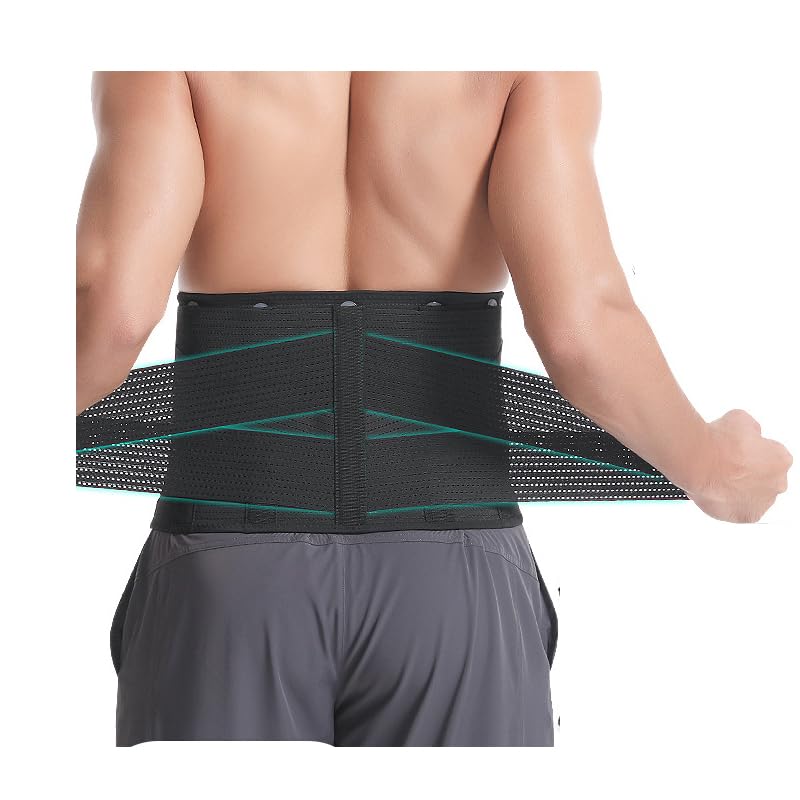 Miniatura 4 de Soporte de espalda para hombres y mujeres, cinturón de apoyo de espalda ajustable y transpirable para dolor de espalda baja, espasmo muscular