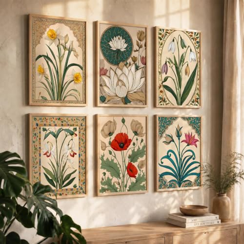Image of kotart Premium Digital Madhubani Art Paintings with Frame for Home Decor - Wall Painting Bedroom Living Room Hotel - Pack of 6 (14X20 Inch, decoration)