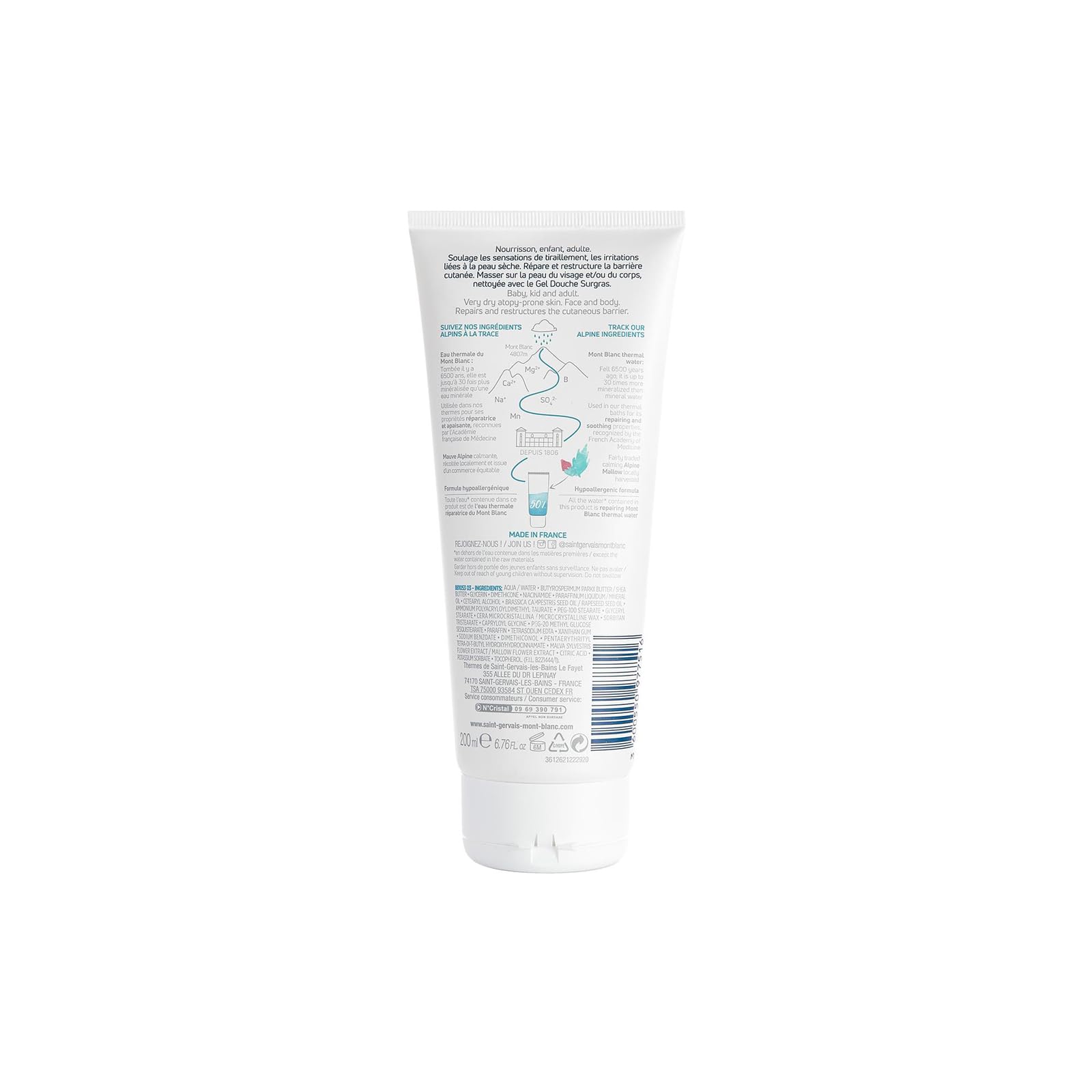 Saint-Gervais Mont Blanc - Soothing Balm with Mont Blanc Thermal Spring Water for Dry to Extra Dry Skin - Face and Body - 200 ml - Image 2