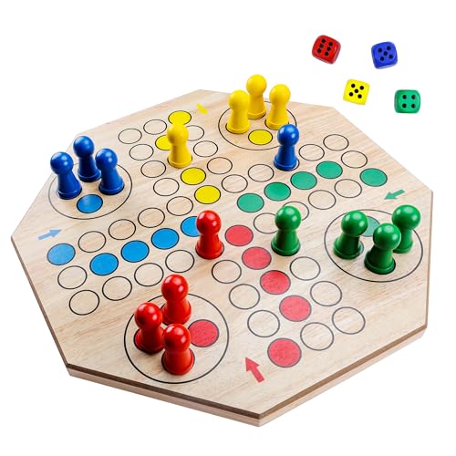 Gothink ET0020-1 20-Inch Extra Jumbo Ludo Game Set Classic Tranditional Strategy Game Giant Double Sided Painted Wooden Ludo Board Game thumb #6