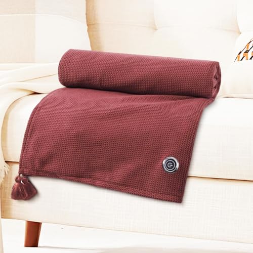 portable heated shawl with USB Waffle Knit Zip Up shawl Warps heated blanket Soft Fast Heating three temp settings3